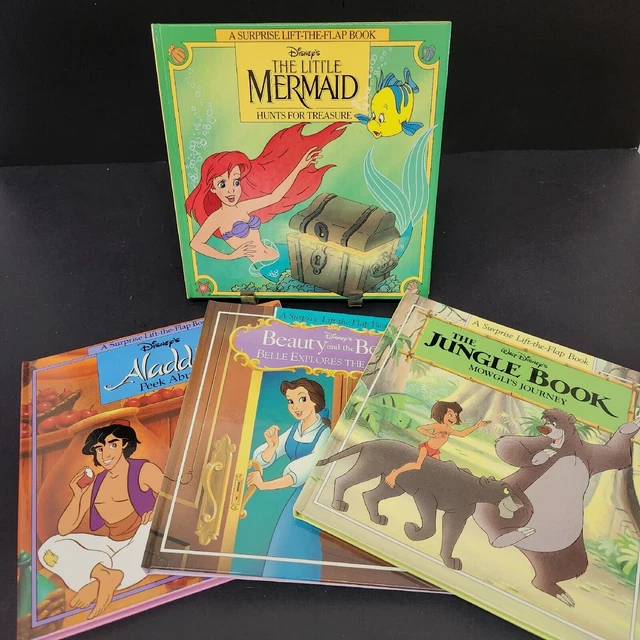 4 DISNEY SURPRISE Lift-the-Flap Books ALADDIN JUNGLE BOOK LITTLE ...