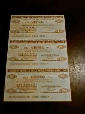 BANCHE POPOLARI ITALIANE LOTTO ML97 N. 3 EMISSIONI MINIASSEGNI IST CEN 