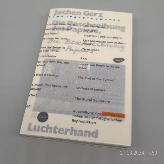 Jochen Gerz: Die Beschreibung des Papiers [2021] Edition Ex Libris Nr. 37 ~ NEU