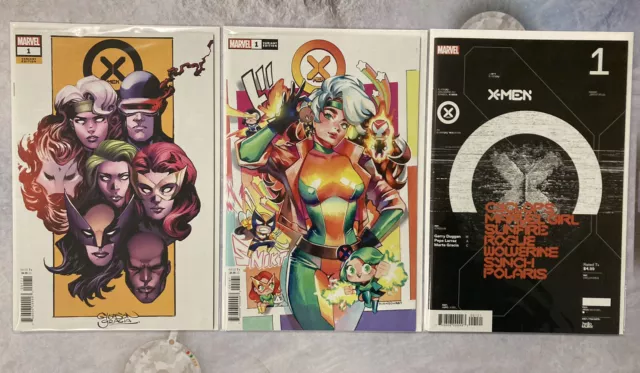 X-Men #1 Set Of 3 1:100,50,10 Rian Gleason Design Variant Marvel Comic Book Ba