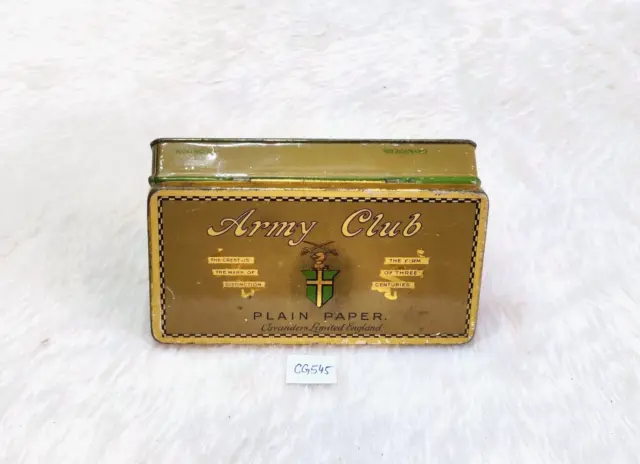 1940s Vintage Army Club Cigarette Advertising Litho Tin Box Old England CG545