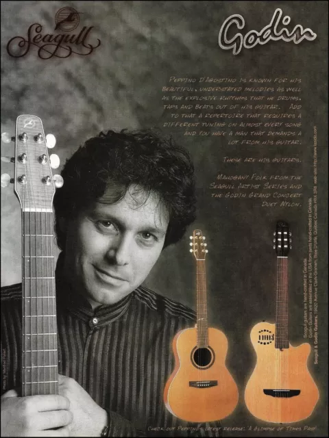 Peppino D'Agostino Godin Grand Concert & Seagull guitar ad 8 x 11 advertisement