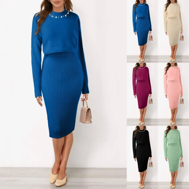 ANRABESS Women's Long Sleeve Ribbed Sweater Dress Turtleneck Slim Fit Slit  Midi Dress : : Clothing, Shoes & Accessories