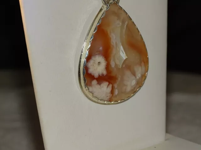 Handmade Pear Shape Turkish Agate Pendant Set In Sterling Silver..gorgeous 3