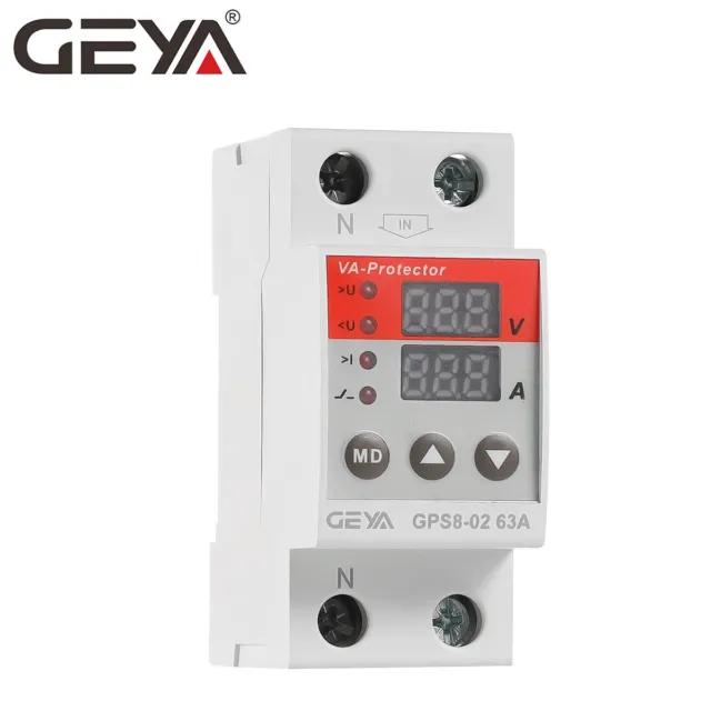 GEYA Over Under voltage Current Protector LCD Relay 63A 230V 50Hz Auto Recovery