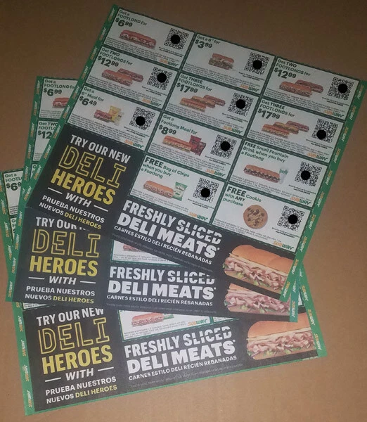42 SUBWAY Restaurant Coupons (3 Sheets) - Expires November 26, 2023