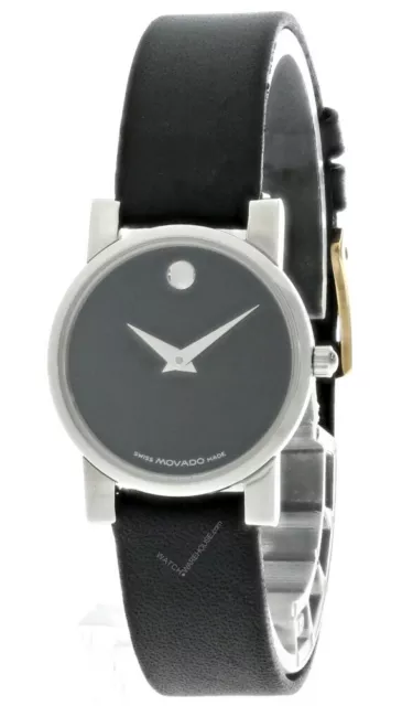 MOVADO Black Dial Black Leather Strap Women's Watch 84.A1.845