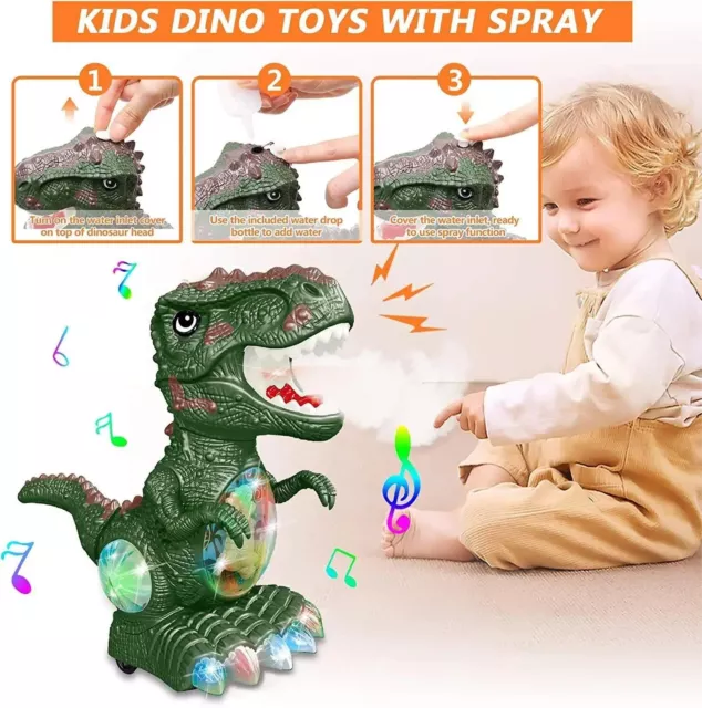 Electric Dinosaur Toys for Kids Baby  Water Spray Light Sound Dino Gift Set UK