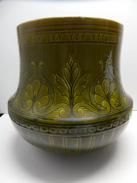 Vintage Majolica Art Nouveau Embossed Design Vase Jardineer Planter Pot