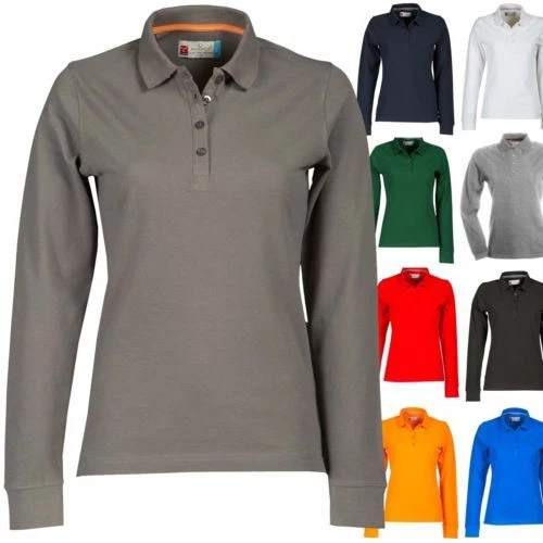 Polo a Manica Lunga Payper FLORENCE LADY Donna Maglia Sfiancata Cotone 4 Bottoni