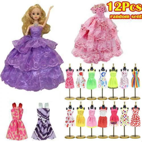 12pcs Items Dresses Clothes Bundle Set Barbie Doll Casual Party Prom Dress New