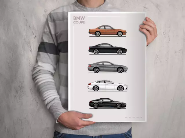 POSTER - BMW COUPE EVOLUTION - (A4 A3 A2 Sizes) 635csi, i8, M6
