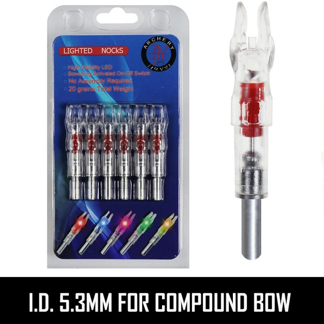 6Pcs/Pack Red Lighted Nock New Long Time I.D. 5.3mm For Compound Bow