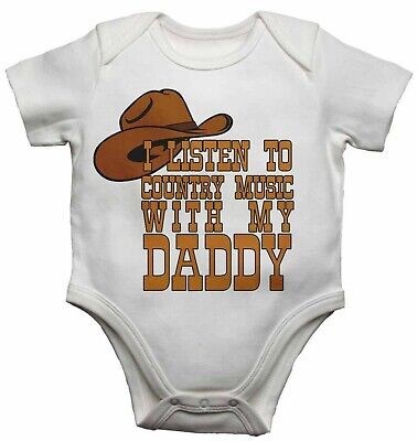 Baby Vests Bodysuits I Listen to Country Music With My Daddy for Boys & Girls