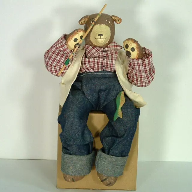 Bear Shelf Sitter Figurine Fishing Fisherman Midwest Of Cannon Falls Vintage