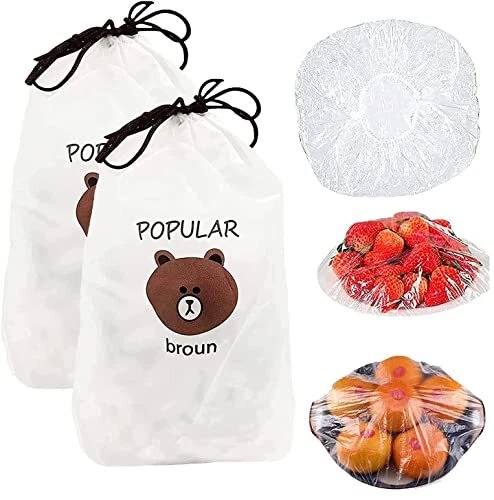 200Pcs Elastic Fresh Keeping Bags, Stretch Plastic Wrap Bowl Covers Food Storage