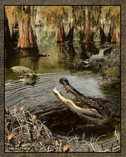 Realtree Alligators Wildlife Fabric Water Trees Cotton Print Concepts 36" Panel