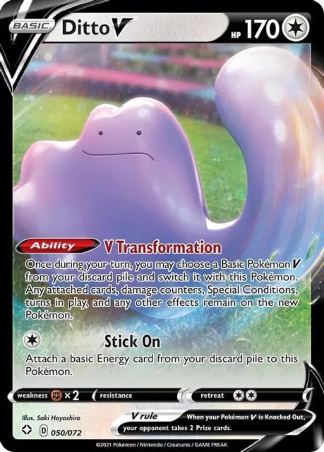 Ditto V - 050/072 - Pokemon Shining Fates Sword & Shield Ultra Rare Card NM