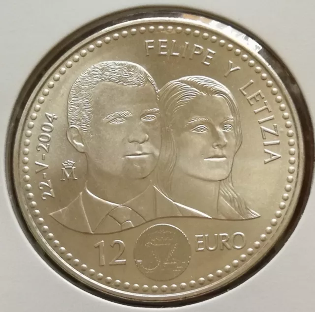 Feliciano. Moneda de plata año 2004 S/C. De 12 €. boda de Felipe VI y Letizia