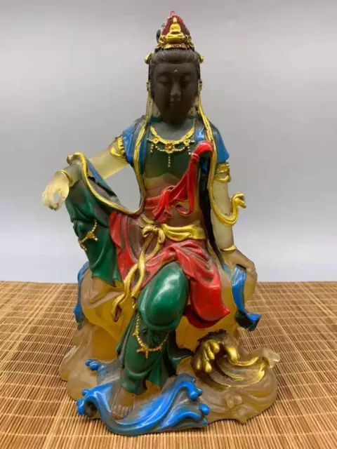 Chinese Old Beijing Glaze Handmade Exquisite Statue 43261