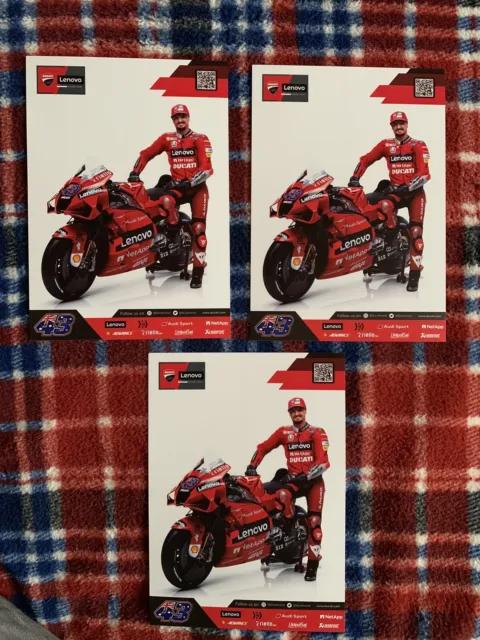 3 DUCATI MOTORCYCLE RACING CARDS GP JACK MILLER CHAMPION LENOVO cm.15x21 OFFICIAL