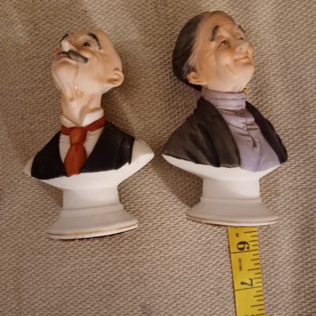 VINTAGE BUSTS OF Old Man & Woman Hand Painted Bisque/Porcelain ...