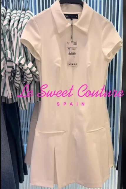 Zara Woman Nwt Ss24 Box Pleat Shirt Dress Short White All Sizes 2660/777