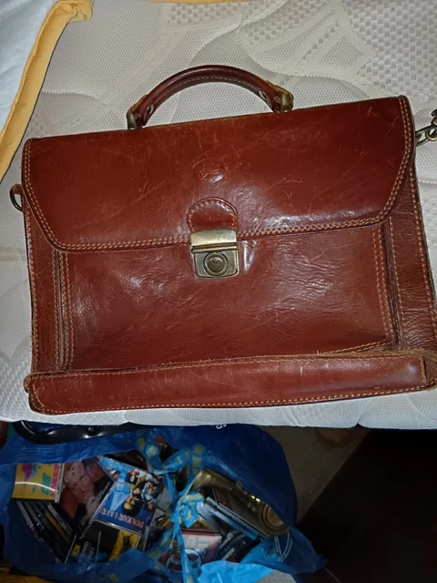 Sac Bowling Vintage En Cuir Rouge Hexagona - Ancien - Occasion En Bon état - Style épaule Formel