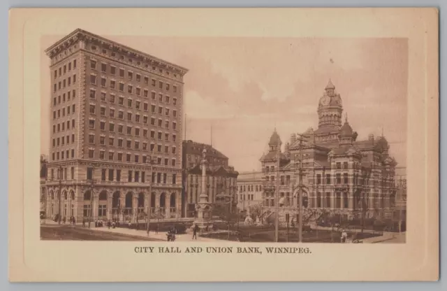 City Hall & Union Bank Winnipeg Manitoba MB Private Postcard WJ Clubb Vintage