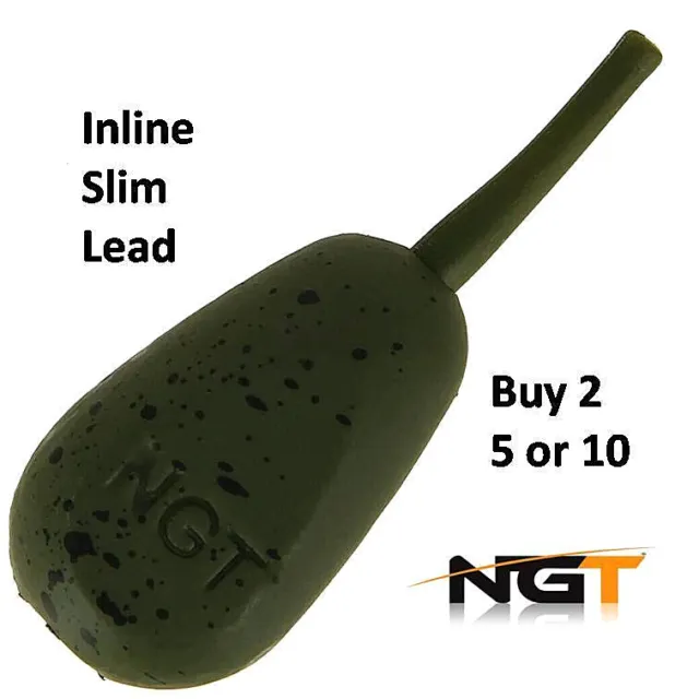 Carp Fishing Leads Inline Pear "Slim" 1.50 - 3.0oz Pear Weights NGT