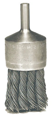 Knot Wire End Brushes, Stainless Steel, 1 1/8 in Dia, 1 in X .006 Trim Weiler