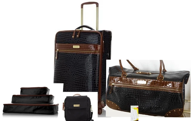 Samantha Brown Luggage Croco Embossed Jet Set Travel Collection 28" Black