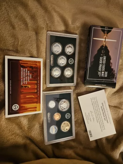 2020 Silver Proof Set ✪ 10 Coins ✪ Ogp With W Reverse Proof Nickel Coin◢Trusted◣