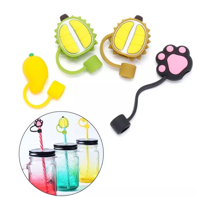 Tips Drinking Dust Cap Silicone Straw Plug Cartoon Plugs Cover Cup Accessories