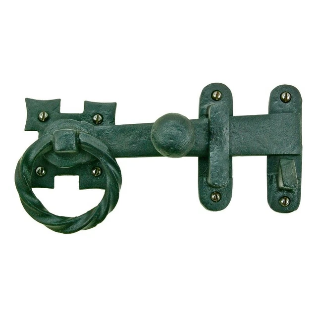7" Door Latch Lock Ring Pull Two-Way Wrought Iron Rustproof Renovators Supply