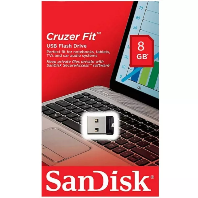 Clé USB 8 Go Gb SANDISK référence Cruzer Fit - Existe aussi en 16 32 64 Gb Giga