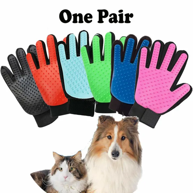 1 Pair Pet Dog Cat Hair Remover Mitt Massage Brush Deshedding Grooming Gloves