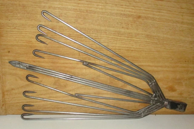 Large Vintage Hand Made Metal Fish Eel Frog Harpoon Spear Gig Large Vintage Hand Made Metal Fish Eel Frog Harpoon Spear Gig