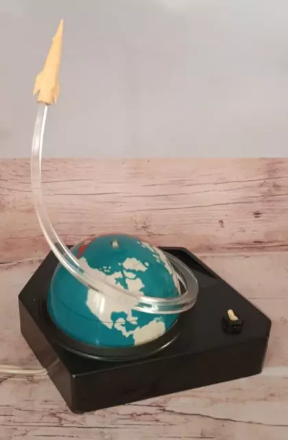 Vintage Soviet table lamp USSR space age lamp, globe and rocket, space program