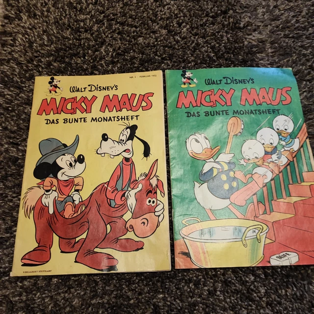 Walt Disney's Micky Maus Monatsheft Nr. 2 und 3 von 1952, beides Nachdrucke