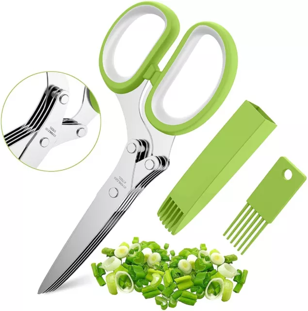 Herb Scissors Set with 5 Blades and Cover - Multipurpose Kitchen Chopping Shear