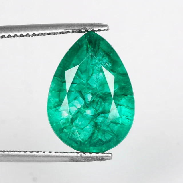 Boucles D'oreilles Pendantes - Émeraude Simulée En Forme De Poire - Plaqué Or 14k - Fait Main En Inde - Neuf Sans Boîte