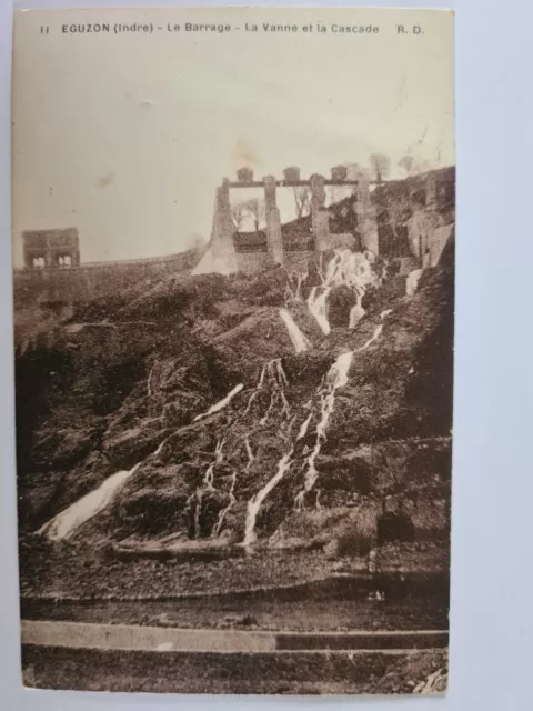 carte postale EGUZON 36 le barrage La Vanne et la Cascade R.DORANGE -édit. Tours 3