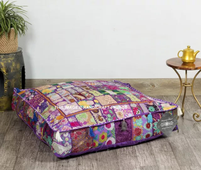 Indian Large Square Floor Pillow Throw Patchwork Case Cushion Dog Bed Pouf 35"