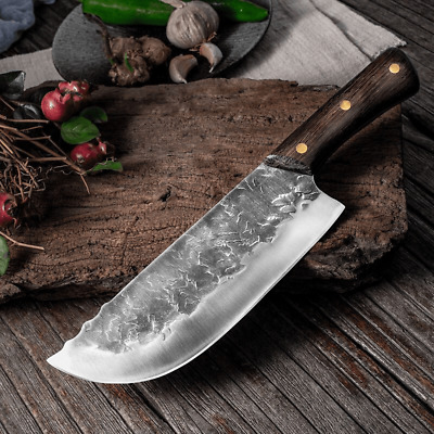 Forged Cleaver Handmade Kitchen Meat chopping Stainless Steel Chef Butcher Knife