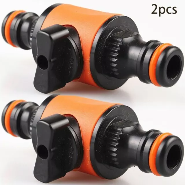 2X Garden Hose In line Tap Shut Off Valve Pipe Adapter with Quick Switch UK