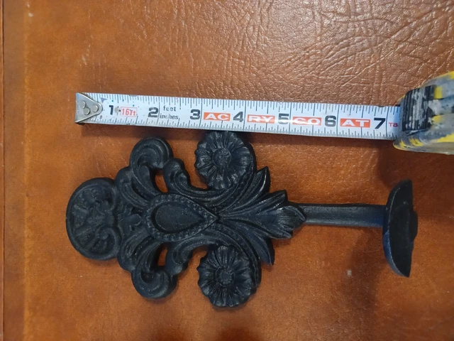 4 LARGE HARNESS HOOKS RACK COAT HAT WALL CAST IRON BARN BLACK 7 1/2" LONG  (t6) 2