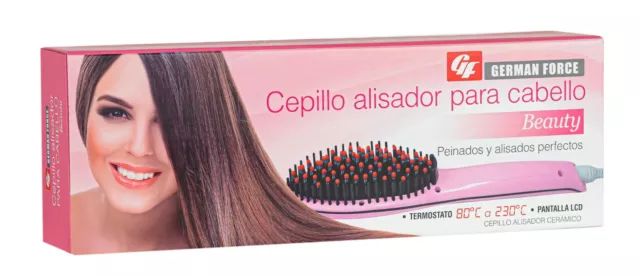 Cepillo Alisador De Pelo Electrico Plancha Lcd Peine Alisado Turmalina 30W Color 2