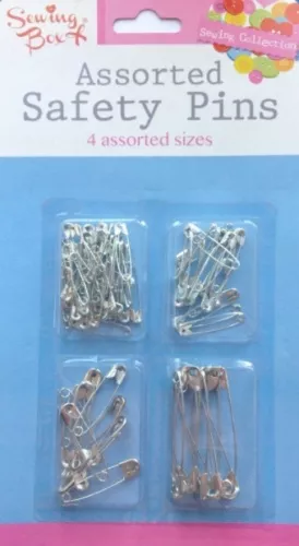 80 ASSORTED SAFETY PINS Small Medium Large Chrome SILVER/GOLD Metal Sewing Craft