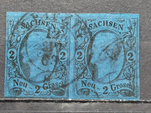 Sachsen Mi-Nr. 10 Paar Gestempelt Sehr Gute Erhaltung